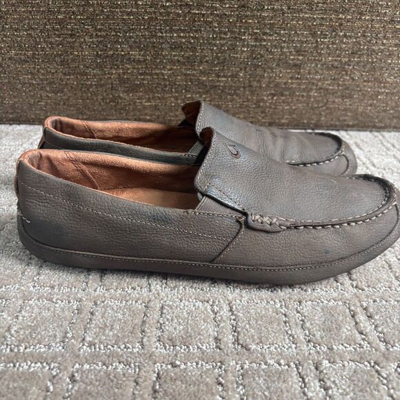 OluKai Akepa Moc Leather Loafer Shoe Mens 11 Brown Slip On Comfort Driver - Picture 2 of 8